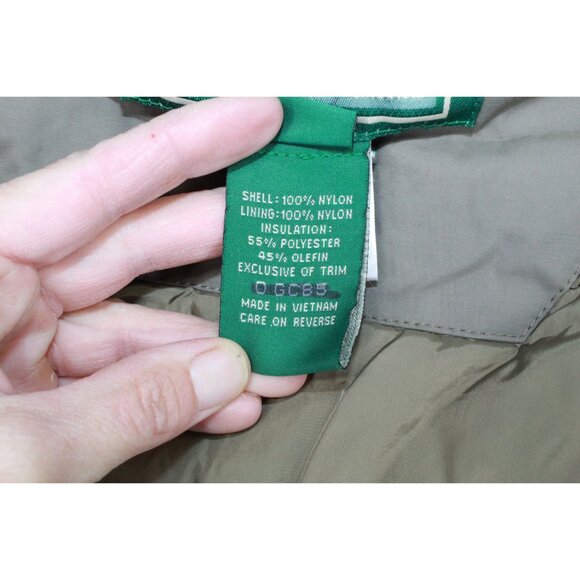 LL Bean Olive Green Nylon Insulated Hooded Outdoor Jacket Size L - Picture 8 of 11